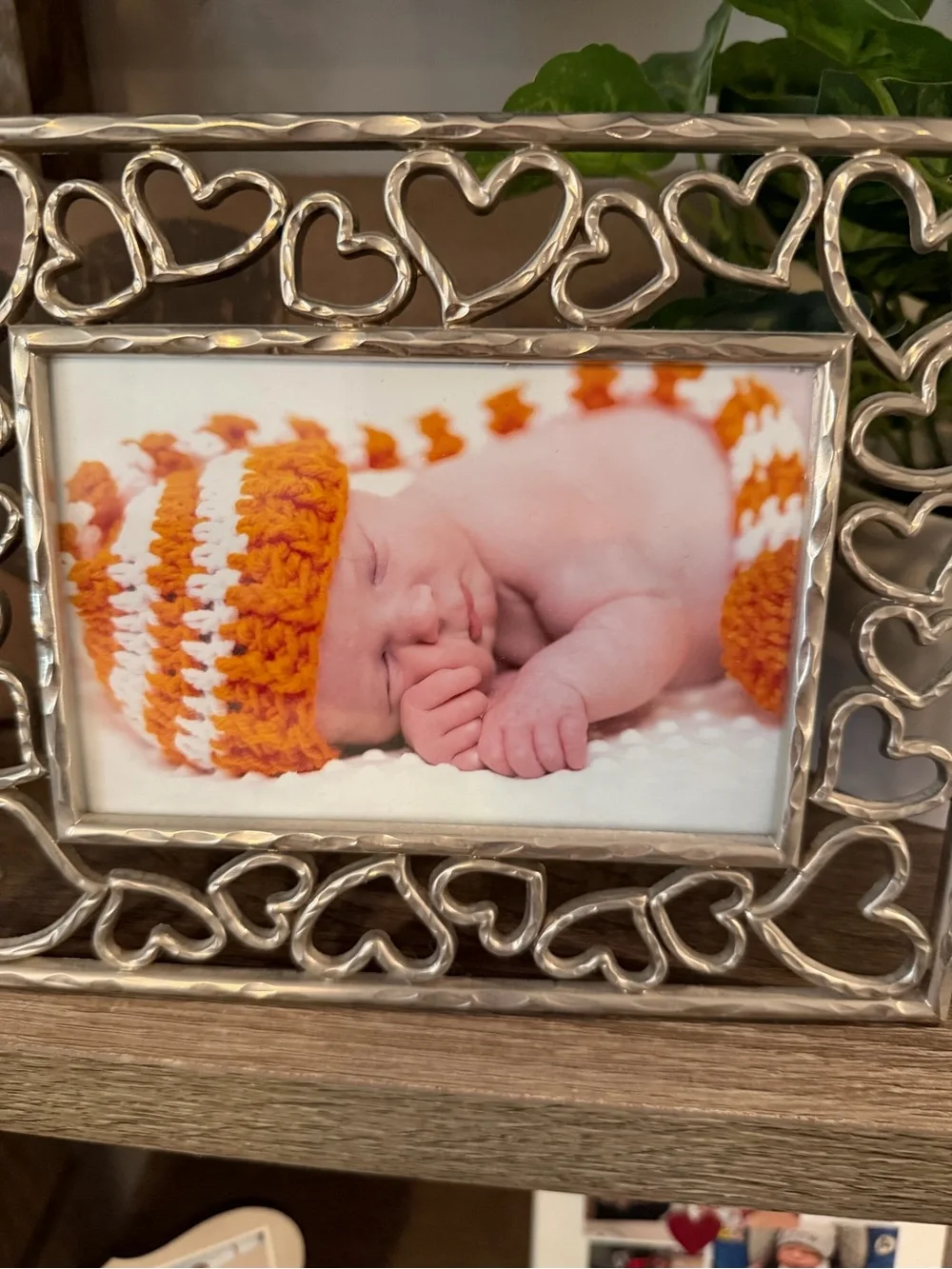 Kids Striped Crochet Beanie Hat with Pom Pom - Orange & White